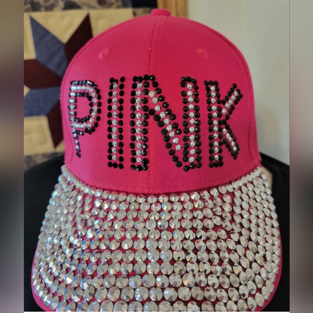 PINK Womens Pink Baseball Style Hat Adjustable 100% Cotton 😍D